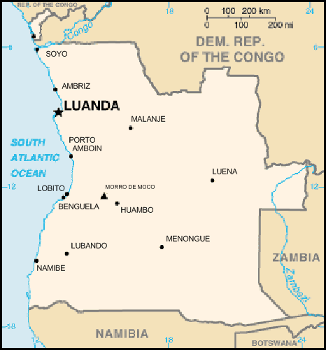 carte gographique Angola