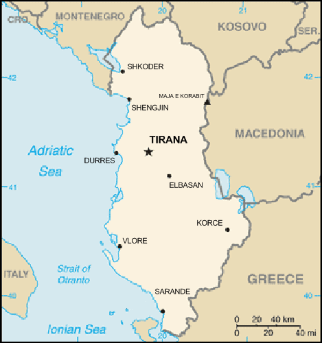 carte gographique Albanie