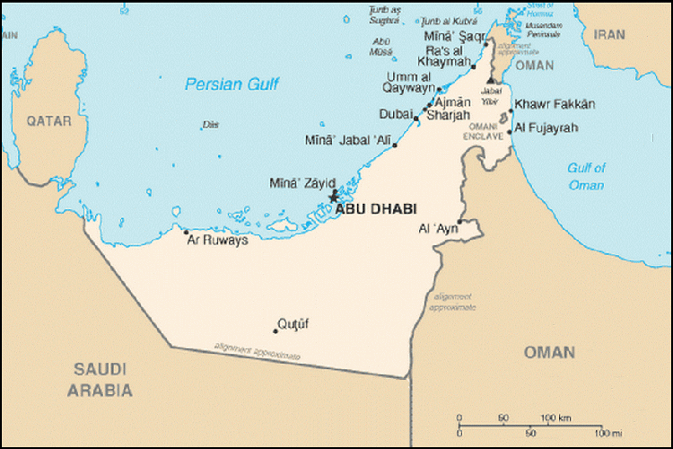 carte gographique Emirats Arabes Unis