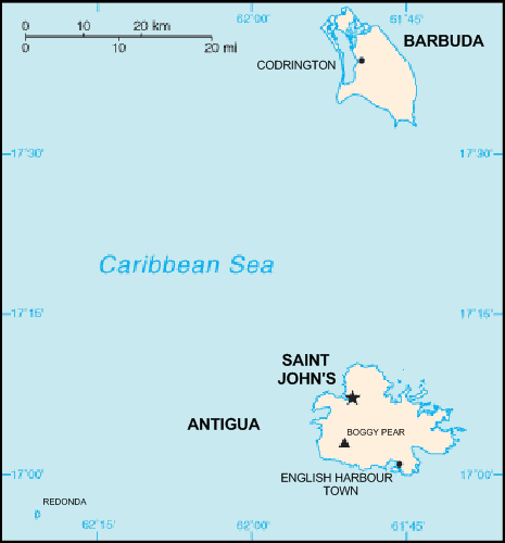 carte gographique Antigua-et-Barbuda