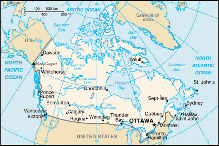 carte gographique Canada