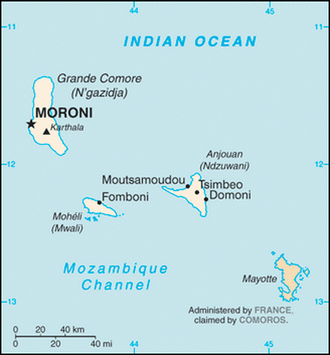 carte gographique Comores