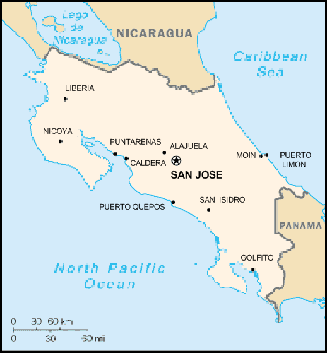 carte gographique Costa Rica