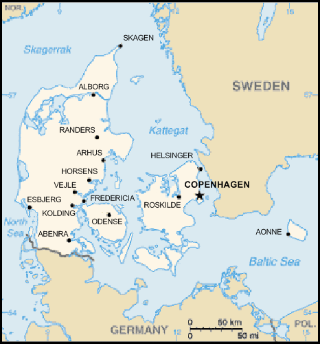 carte gographique Danemark