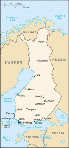 carte géographique Finlande