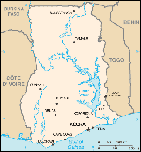 carte gographique Ghana