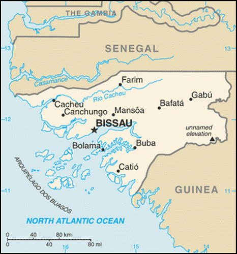 carte gographique Guine-Bissau