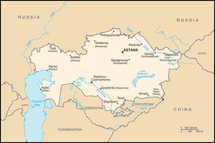 carte gographique Kazakhstan
