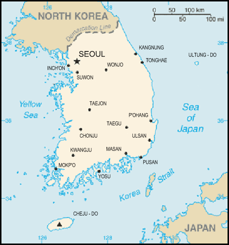 carte gographique Core du Sud