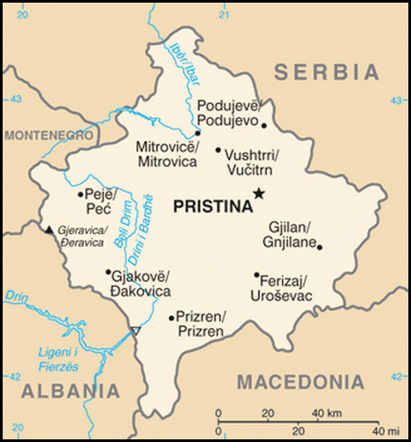 carte gographique Kosovo
