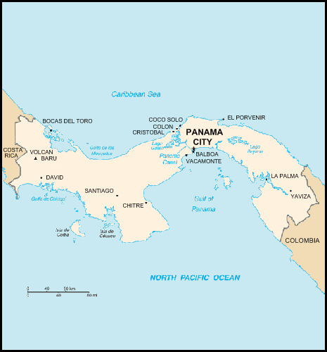 carte gographique Panama