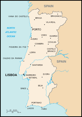 carte gographique Portugal