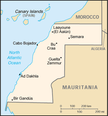carte gographique Sahara Occidental