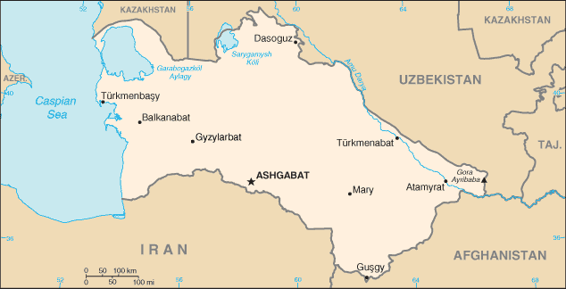 carte gographique Turkmnistan