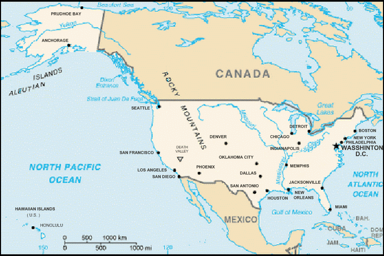 carte gographique Etats-Unis