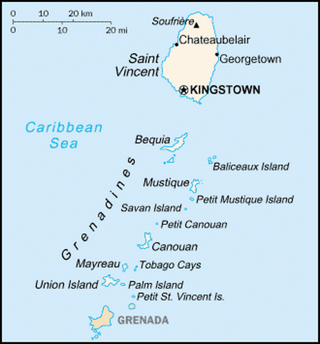 carte géographique Saint-Vincent et Grenadines