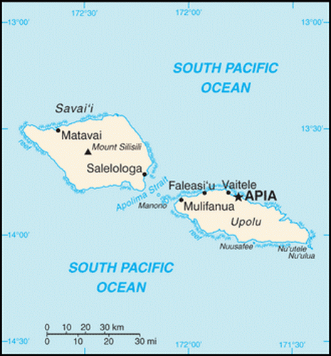 carte gographique Samoa Occidentales