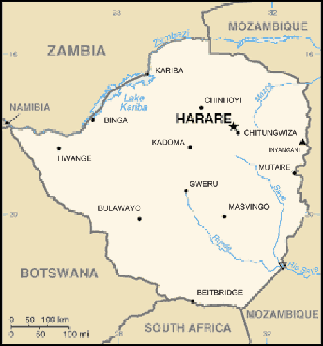 carte gographique Zimbabwe